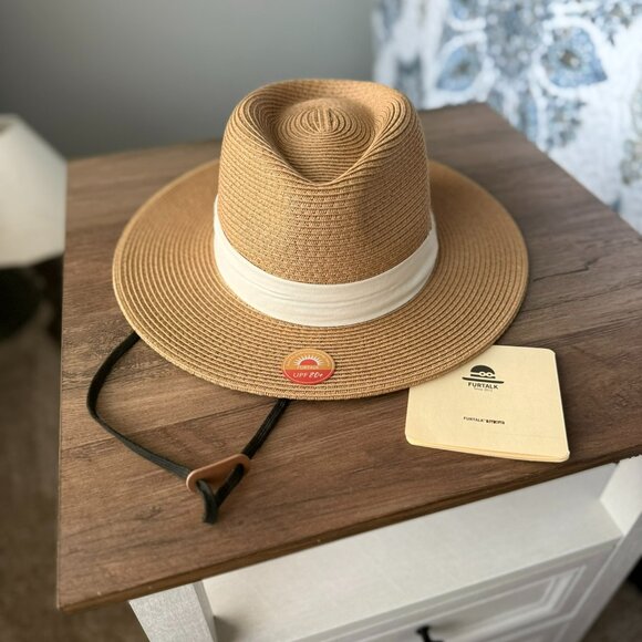 BRAND NEW: Furtalk Wide Brim Straw Panama Haat - Picture 3 of 3